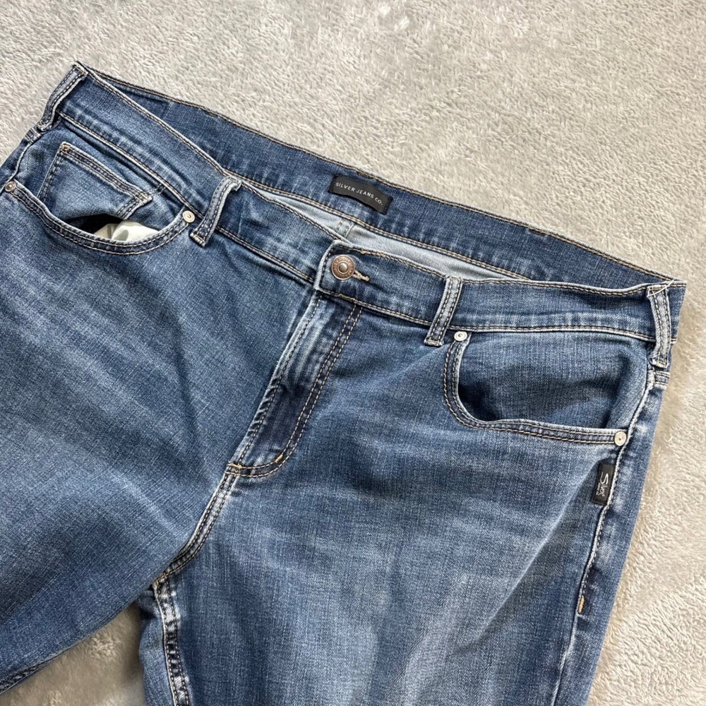 Silver Jeans Co Grayson Mens W40 L30 Blue Easy Fit Straight Leg Denim Jeans